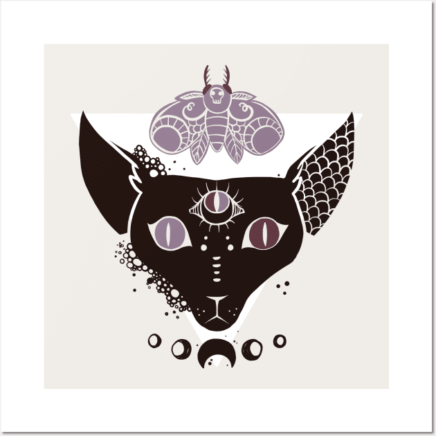 Sphynx Cat, Moth, Third Eye, And Triangle Wall Art by cellsdividing